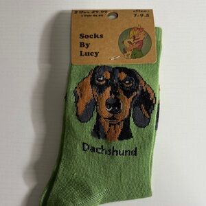 Green Dachshund Socks by Lucy